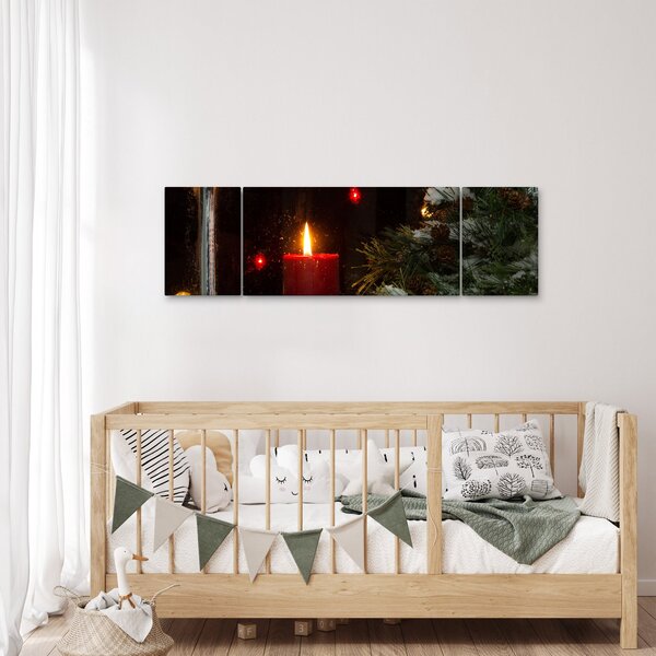 Obraz - Zářící vánoční svíčka (170x50 cm)