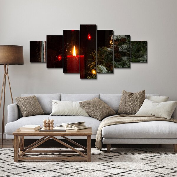 Obraz - Zářící vánoční svíčka (210x100 cm)