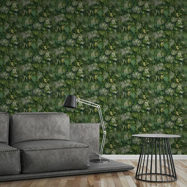 Vliesové tapety na zeď Greenery 37280-2, rozměr 10,05 m x 0,53 m, palmové listy a listy Monstera zelené, A.S. Création
