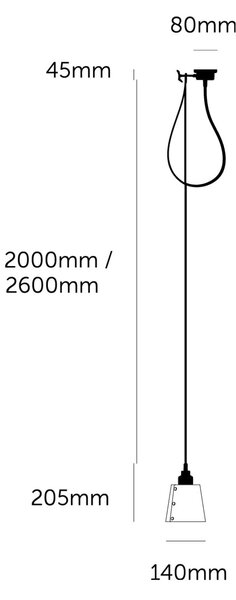 Buster & Punch HOOKED 1.0 Graphite E27 závěsné svítidlo Zlatá⌀210mm2.0m