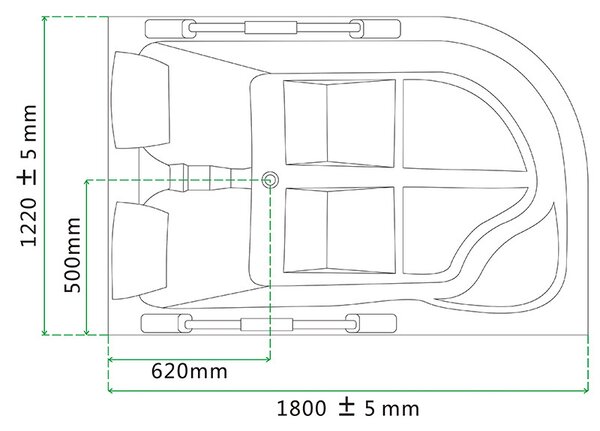 BPS-koupelny Hydromasážní vana HYD-NO-VE761L 180x120 LEVÁ s ohřevem vody
