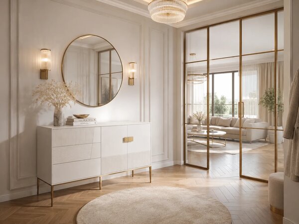 LivinHill Komoda Stilig ST102A 160 cm bílá/zlatá