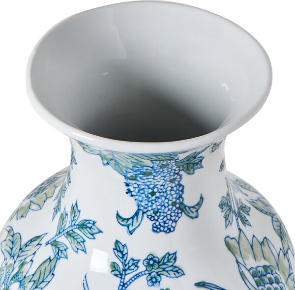 Váza na květiny LLANES Porcelán 36 cm Bílá/Modrá