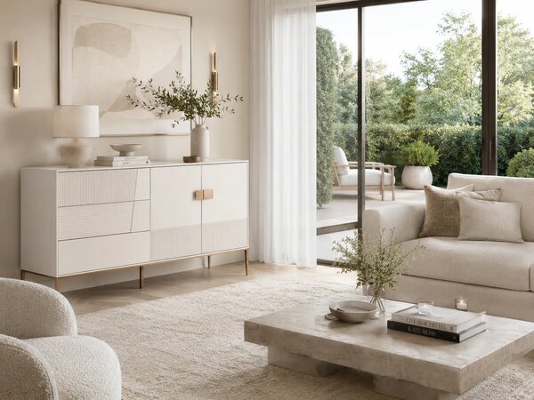 LivinHill Komoda Stilig ST102A 160 cm bílá/zlatá