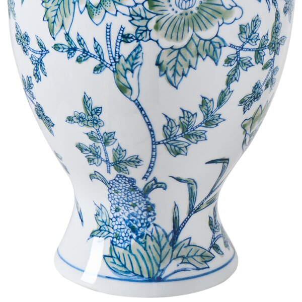 Váza na květiny LLANES Porcelán 36 cm Bílá/Modrá
