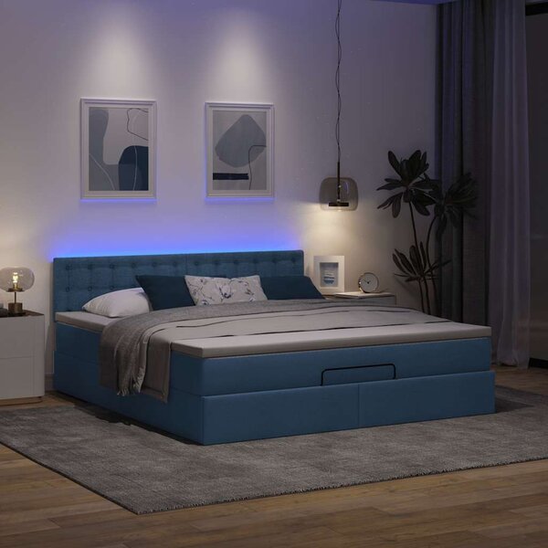 Osmanský rám postele s matrací modrá 160x200cm textil 3312491
