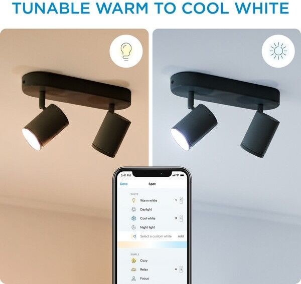 WiZ Tunable White 8719514551831 LED stropní bodové svítidlo Imageo 2x5 | GU10 | 690lm | 2700-6500K - stmívatelné, černá