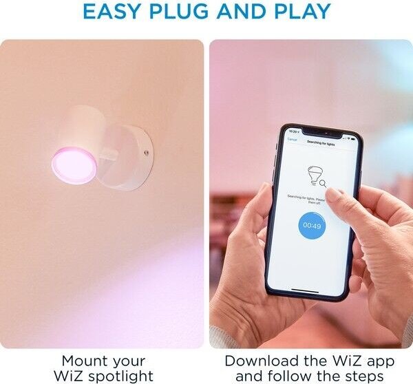 WiZ Colors 8719514551954 LED stropní bodové svítidlo Imageo 1x5W | GU10 | 350lm | 2200-6500K | RGB - stmívatelné, bílá