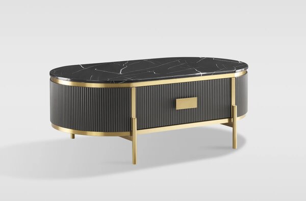 LivinHill Konferenční stolek Stilig ST380A 124 cm zlatý/černý mramor