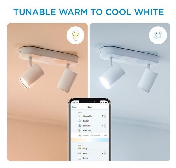 WiZ Tunable White 8719514551770 LED stropní bodové svítidlo Imageo 2x5 | GU10 | 690lm | 2700-6500K - stmívatelné, bílá