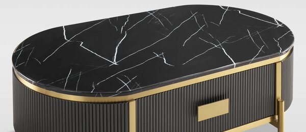 LivinHill Konferenční stolek Stilig ST380A 124 cm zlatý/černý mramor