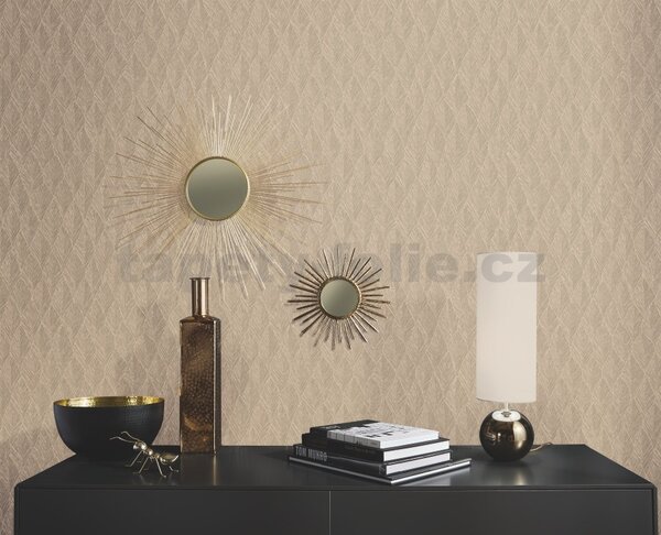 Vliesové tapety na zeď G.M.K. Fashion For Walls 10049-30, rozměr 10,05 m x 0,53 m, lístky zlaté s vroubkováním, Erismann