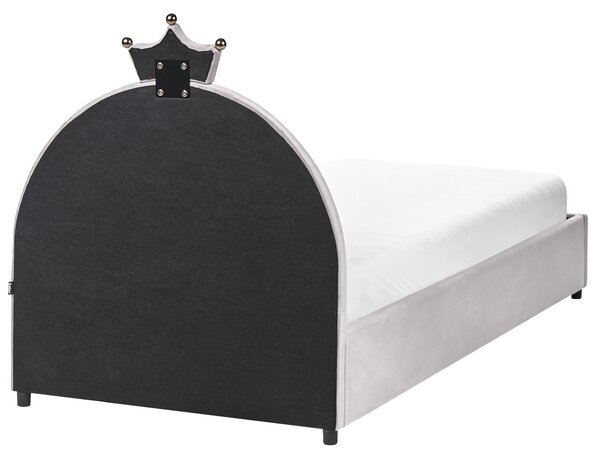 Dětská postel s úložným prostorem GRISETOT Umělý samet Šedá 90 x 200 cm