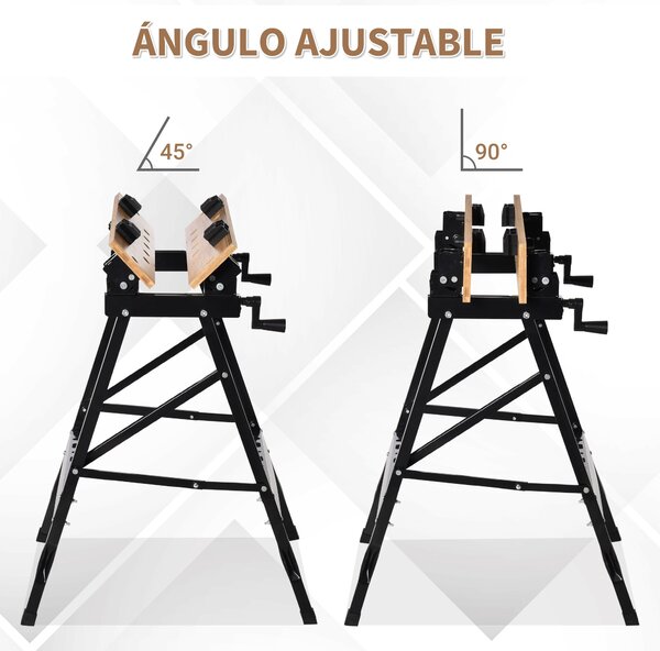 Skládací přenosný pracovní stůl HOMCOM s nastavitelnými bambusovými a ocelovými deskami 150 kg nosnost 63,5x60,5x78 cm Přírodní dřevo a černá | Aosom