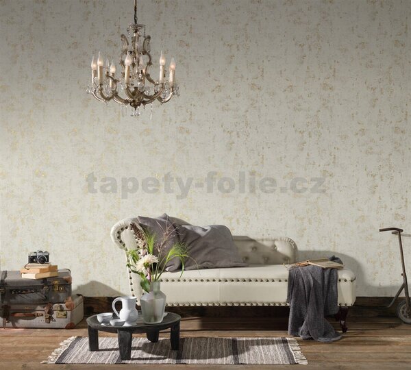 Vliesové tapety na zeď Trendwall 2307-75, rozměr 10,05 m x 0,53 m, omítkovina zlato-bílá, A.S. CRÉATION