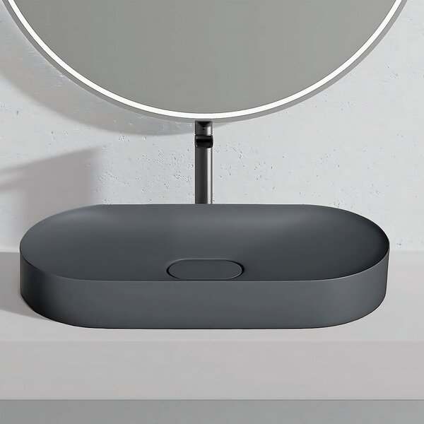 Rea Iris, umyvadlo na desku z konglomerátu 700x355x105 mm, šedá matná, REA-U4306