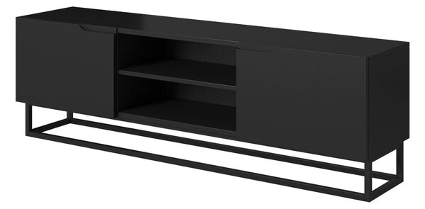 Skříňka tv na kovovém rámu Loftia Mini - Černý/Černý mat