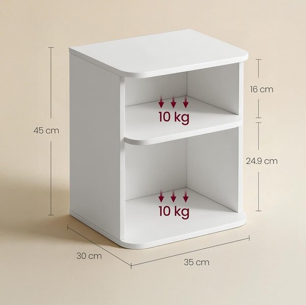 SONGMICS Noční stolek Vasagle Ilja 35 cm bílý