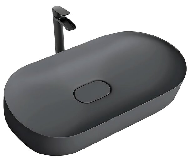 Rea Iris, umyvadlo na desku z konglomerátu 700x355x105 mm, šedá matná, REA-U4306
