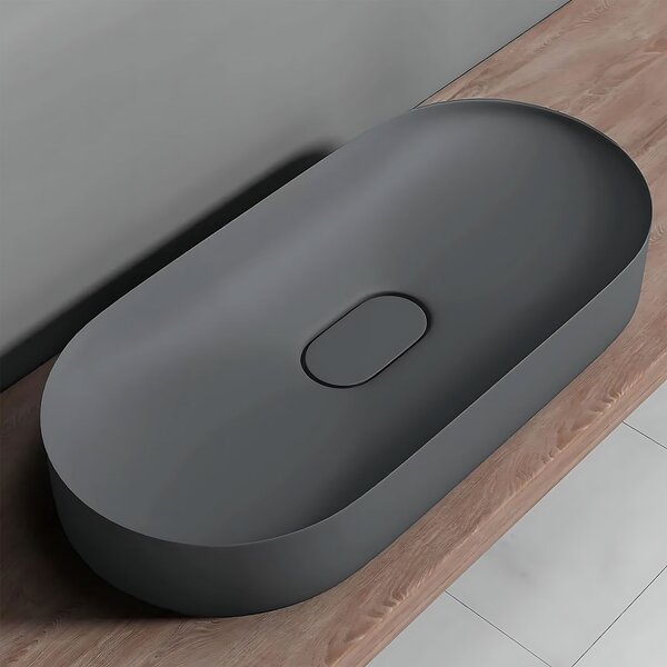 Rea Iris, umyvadlo na desku z konglomerátu 700x355x105 mm, šedá matná, REA-U4306