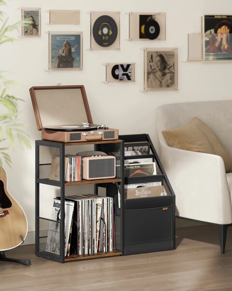 SONGMICS Odkládací stolek na gramofon Vasagle Garma 81 cm černý/hnědý