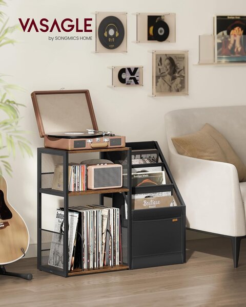 SONGMICS Odkládací stolek na gramofon Vasagle Garma 81 cm černý/hnědý