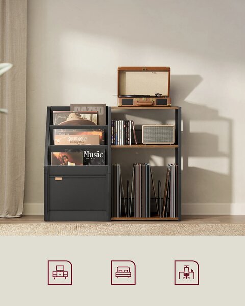 SONGMICS Odkládací stolek na gramofon Vasagle Garma 81 cm černý/hnědý