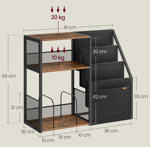 SONGMICS Odkládací stolek na gramofon Vasagle Garma 81 cm černý/hnědý