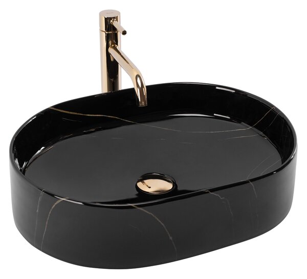 Rea Nadia, umyvadlo na desku 500x380x120 mm, imitace kamene - Black Stone, REA-U9240