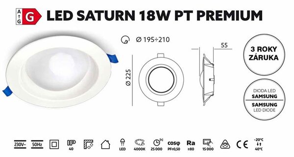Svítidlo LED SATURN 18W 4000K PREMIUM