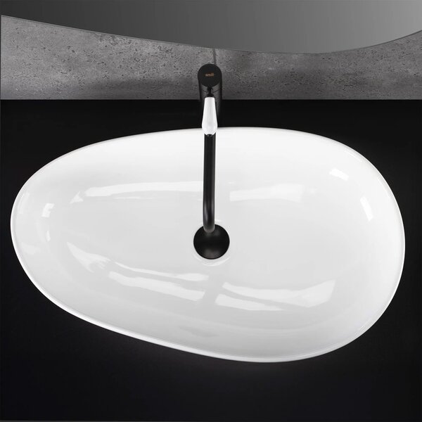 Rea Sandra, umyvadlo na desku 650x400x130 mm, bílá lesklá, REA-U8423