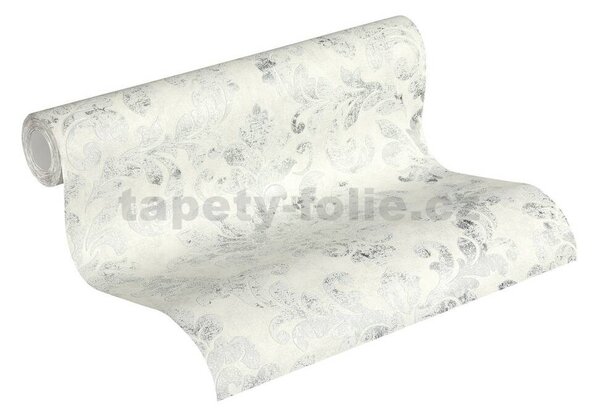 Vliesové tapety na zeď IMPOL New Studio 37413-4, rozměr 10,05 m x 0,53 m, barokní vzor krémovo-stříbrný, A.S. Création