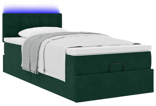 Osmanský rám postele s matrací tmavě zelené 100x200cm samet 3312749