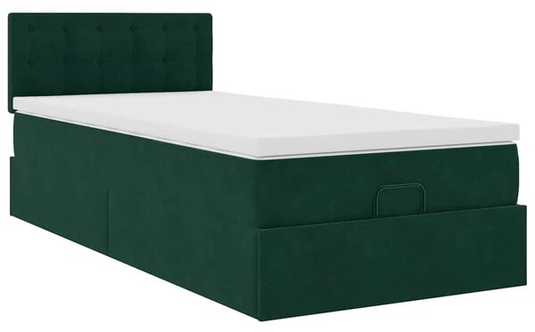 Osmanský rám postele s matrací tmavě zelené 100x200cm samet 3312749