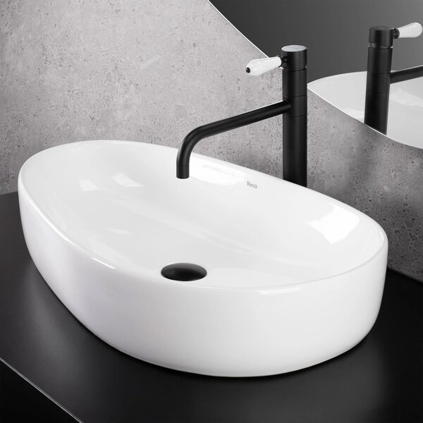 Rea Sandra, umyvadlo na desku 650x400x130 mm, bílá lesklá, REA-U8423