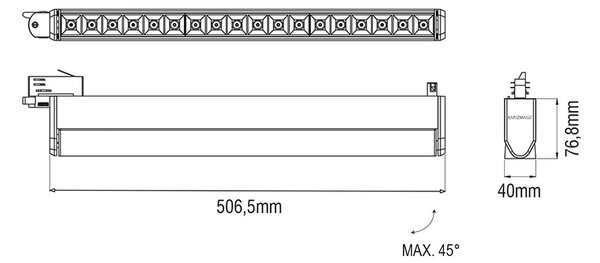 KARIZMA luce Diciotto Track LED svítidlo pro 3F lištu Černá2700K30°