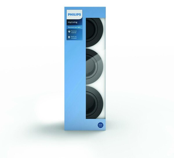Zapuštěné bodové podhledové svítidlo Philips Donegal set 3ks 50393/99/PN šedé