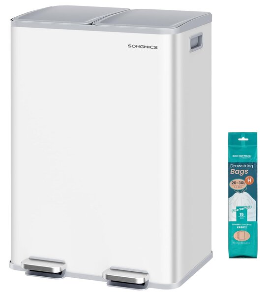 SONGMICS Odpadkový koš s víkem JORDAN 2x30 L bílý II