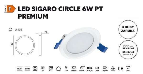 LED svítidlo SIGARO CIRCLE 6W 4000K PREMIUM zápustné