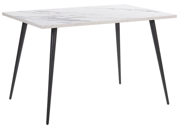 Jídelní stůl 120 x 80 cm bíly mramor efekt s černým SANTIAGO