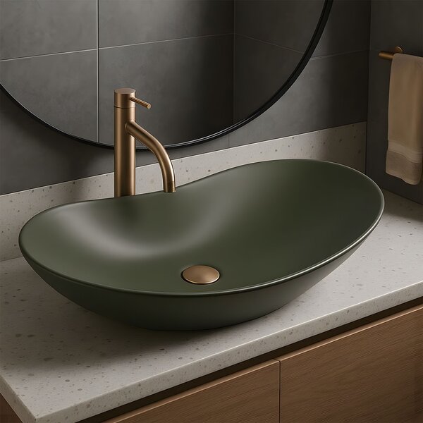 Rea Royal, umyvadlo na desku 615x355x155 mm, zelená matná, REA-U6372