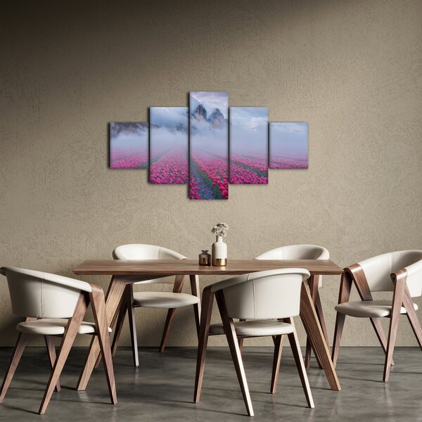 Obraz - Krajina s tulipánovými poli (125x70 cm)