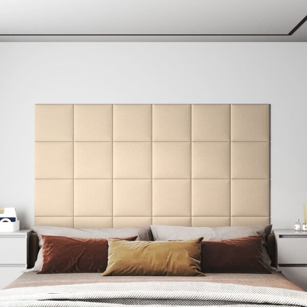 Nástěnné panely 12 ks krémové 30 x 30 cm textil 1,08 m²