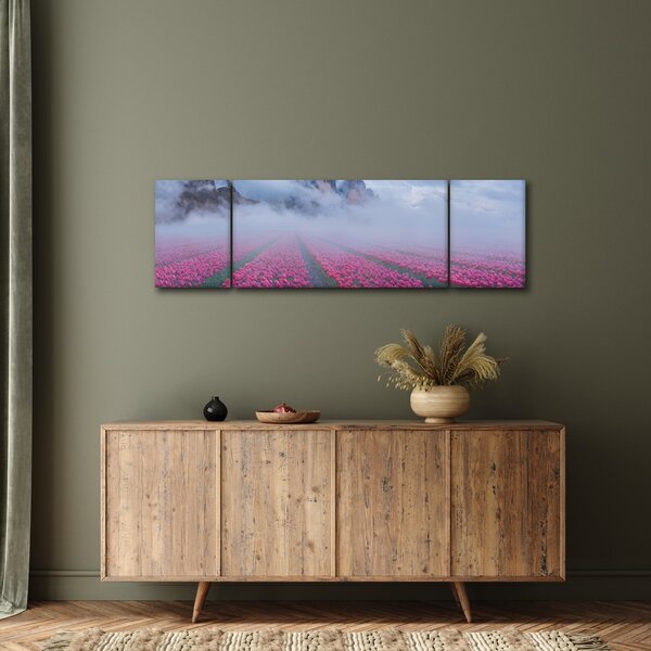 Obraz - Krajina s tulipánovými poli (170x50 cm)