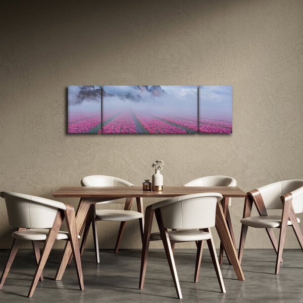 Obraz - Krajina s tulipánovými poli (170x50 cm)