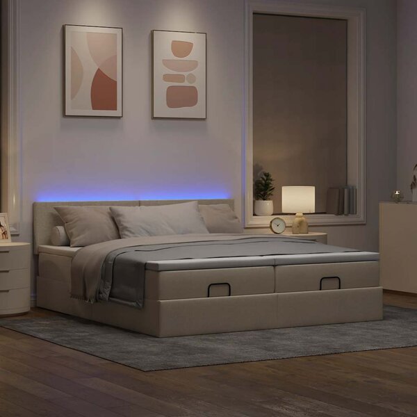 Osmanský rám postele s matrací krémová 180x200cm textil 3312827