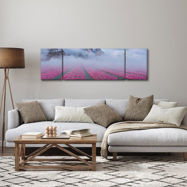 Obraz - Krajina s tulipánovými poli (170x50 cm)