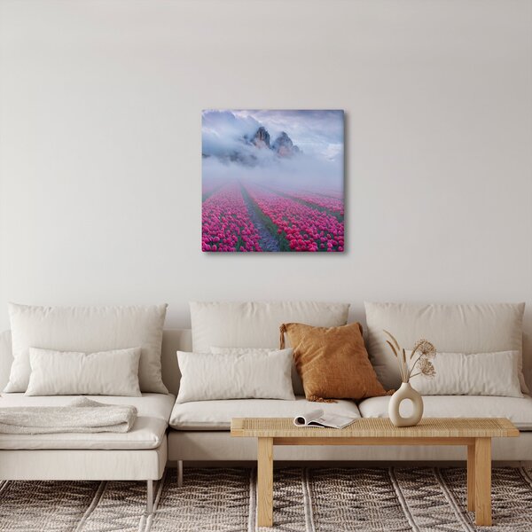 Obraz - Krajina s tulipánovými poli (30x30 cm)