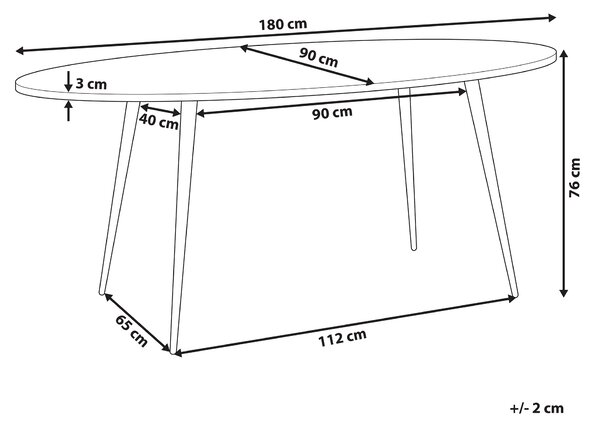 Jídelní stůl OTTAWA Světle hnědá 180 cm 90 cm