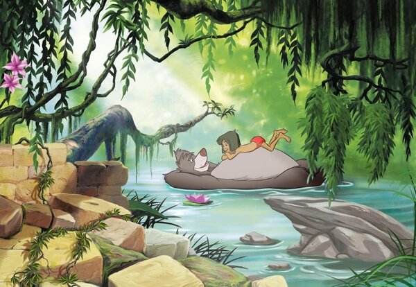 Fototapety Disney Jungle Book, rozměr 368 cm x 254 cm, plavání s Balúem, Komar 8-4106